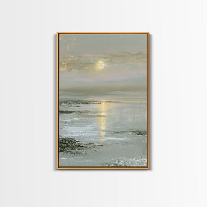 Moonlit Lake Reflection Canvas Print, Spa Art, Art, Spa Decor, Serenity, Abstract Print, Minimalist Art, Feminine Wall Art, SPA-2x3-31