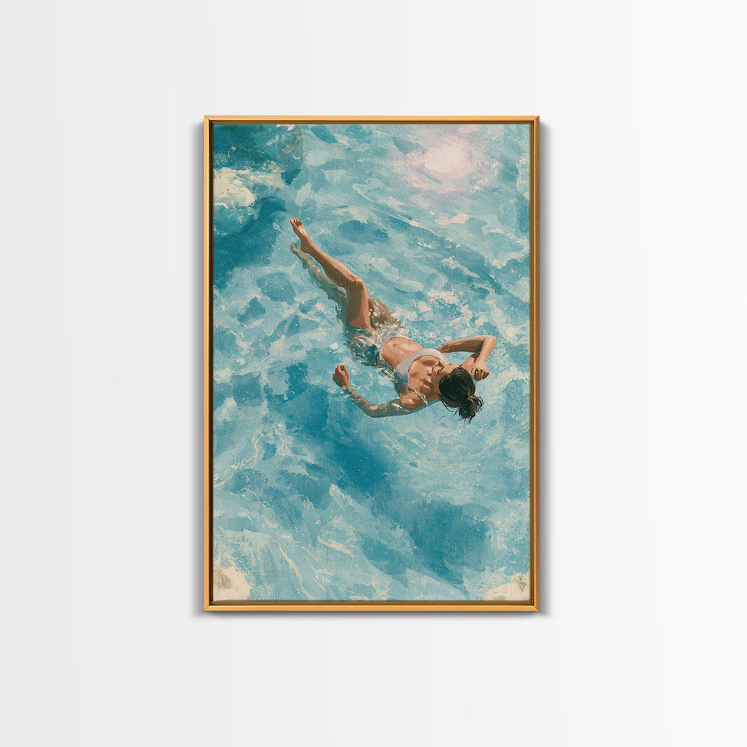 Blue Lagoon Water Seen from Above Framed Canvas Print, Spa Art, Minimalist Decor, Spa Decor, Fine Art, Serenity, SPA-2x3-4