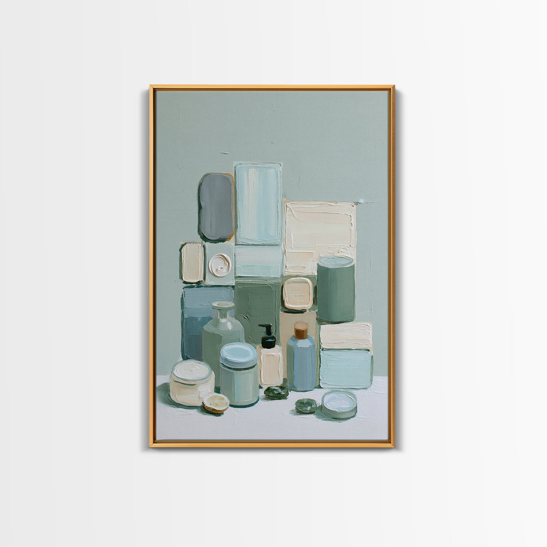 Sage and Ivory Geometric Calm Composition Canvas Print, Spa Art, Nature Prints, Spa Decor, Abstract Art, Serenity, SPA-2x3-5