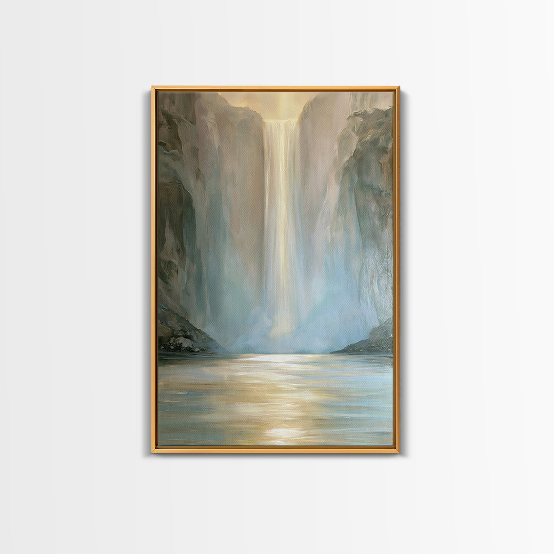 Serene Waterfall with Mist Canvas Print, Spa Art, Wall Decor, Spa Decor, Fine Art, Serenity, Minimalist Art, Feminine Wall Art, SPA-2x3-50