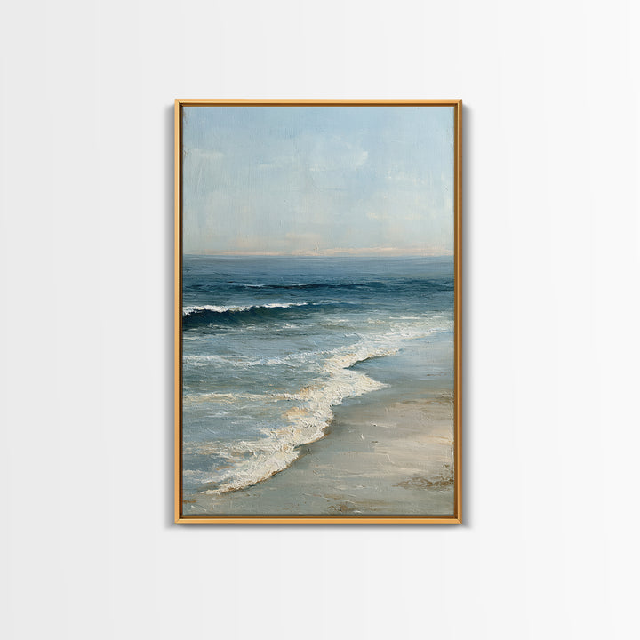 Coastal Horizon in Muted Spa Blues Canvas Print, Spa Art, Black Woman Art, Spa Decor, Fine Art, Serenity, Modern Home Decor, SPA-2x3-66