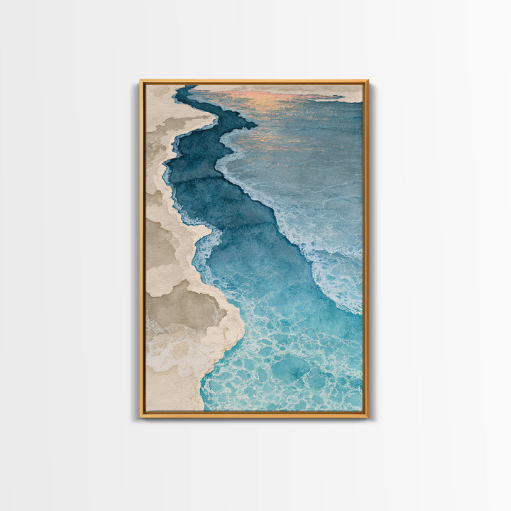 Blue Lagoon Water Seen from Above Framed Canvas Print, Spa Art, Teen Girl Room Decor, Spa Decor, Serenity, Luxury Decor, SPA-2x3-76