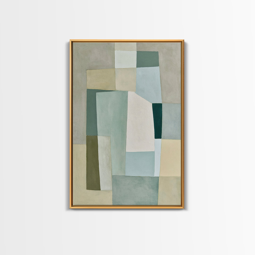 Sage and Ivory Geometric Calm Composition Canvas Print, Spa Art, Fashion Wall Art, Spa Decor, Abstract Art, Serenity, SPA-2x3-77