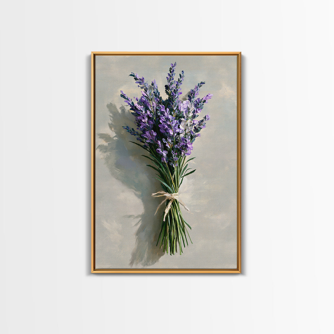 Lavender Bundle with Soft Shadow Framed Canvas Print, Spa Art, Esthetician Decor, Spa Decor, Fine Art, Serenity, Room Decor, SPA-2x3-87