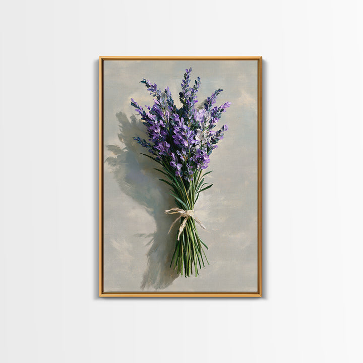 Lavender Bundle with Soft Shadow Framed Canvas Print, Spa Art, Esthetician Decor, Spa Decor, Fine Art, Serenity, Room Decor, SPA-2x3-87