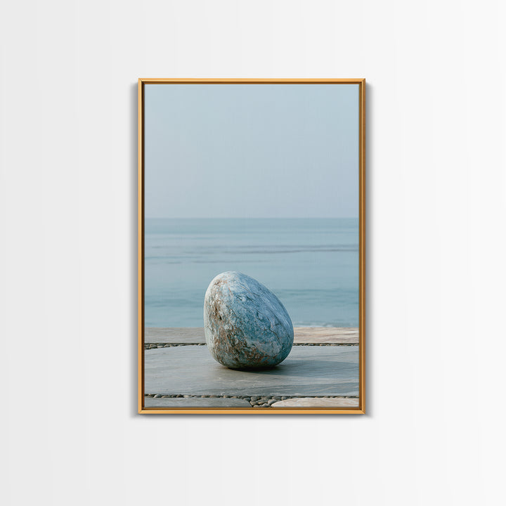 Coastal Horizon in Muted Spa Blues Framed Canvas Print, Spa Art, Spa, Spa Decor, Oil Painting, Serenity, Teen Girl Room Decor, SPA-2x3-90