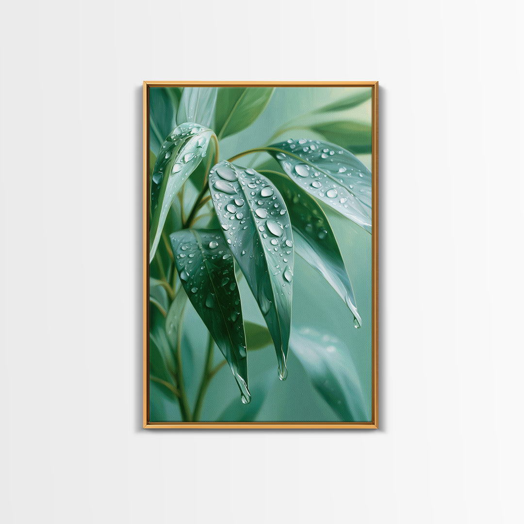 Rain on Leaves Canvas Print, Spa Art, Animal Art, Spa Decor, Fine Art, Serenity, Gallery Decor, Neutral Decor, Modern Decor, SPA-2x3-96