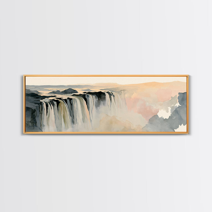 Serene Waterfall with Mist Framed Canvas Print, Spa Art, Wall Art Print, Spa Decor, Serenity, Animal Art, Modern Home Decor, SPA-3x1-10