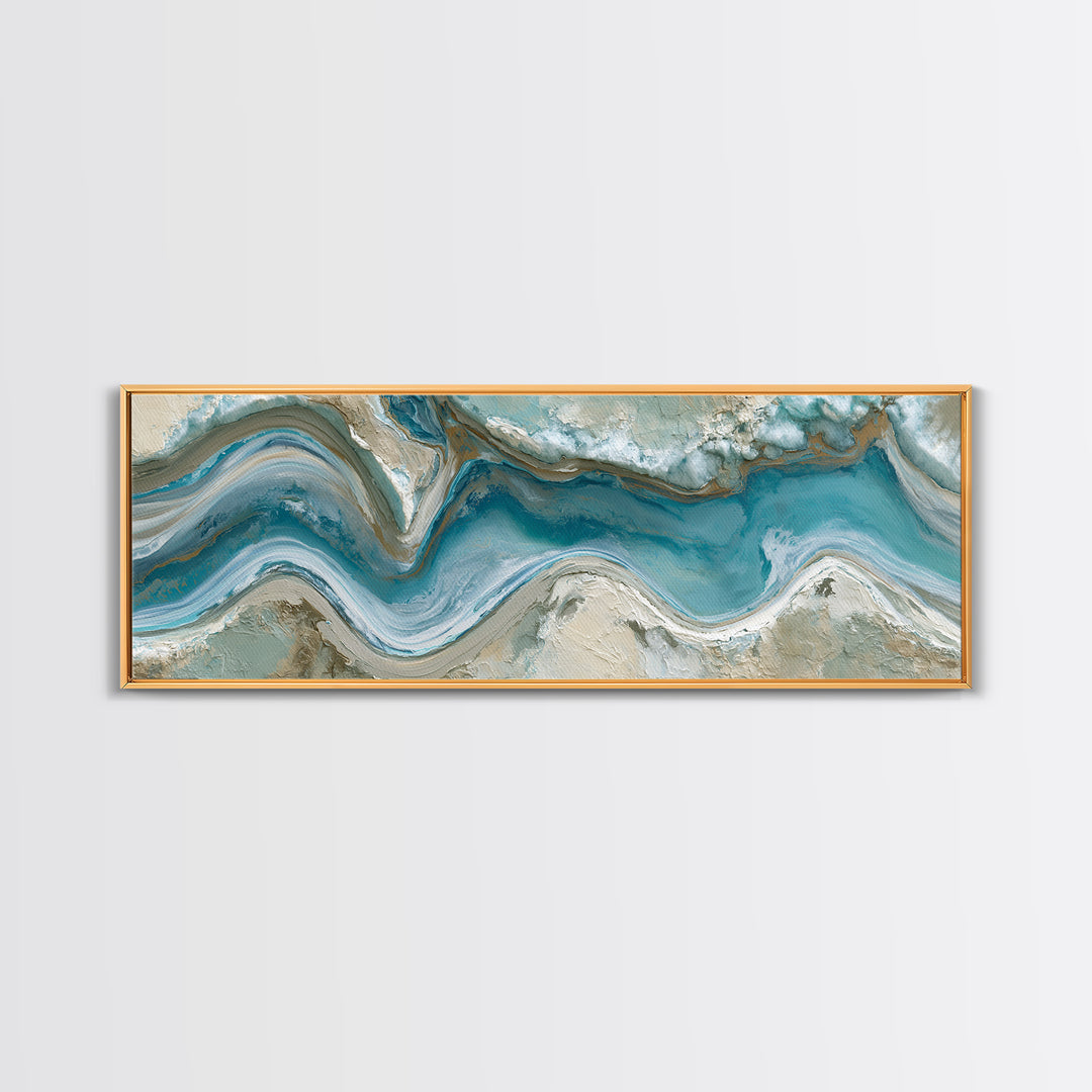 Blue Lagoon Water Seen from Above Framed Canvas Print, Spa Art, Teen Girl Room Decor, Spa Decor, Serenity, Luxury Decor, SPA-3x1-12