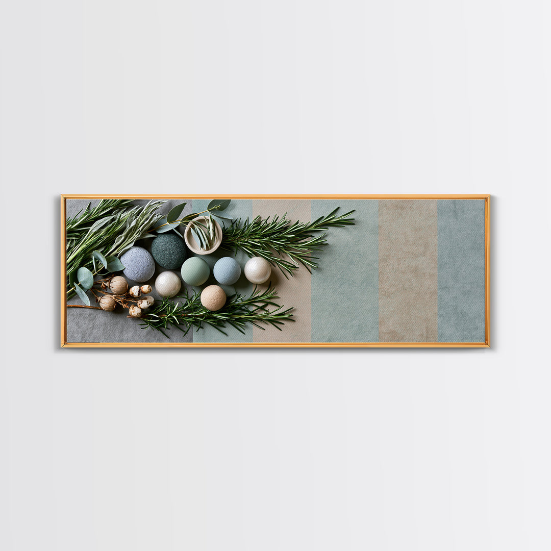Botanical Herbal Arrangement Canvas Print, Spa Art, Printable Art, Spa Decor, Watercolor Art, Serenity, Fine Art Photography, SPA-3x1-30