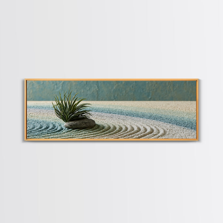Sand Garden Lines Framed Canvas Print, Spa Art, Textured Painting, Spa Decor, Fine Art, Serenity, Travel Poster, Abstract, SPA-3x1-52