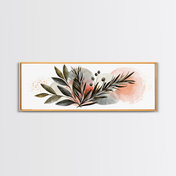 Botanical Herbal Arrangement Canvas Print, Spa Art, Tarot Card Art, Spa Decor, Watercolor Art, Serenity, Textured Painting, SPA-3x1-54
