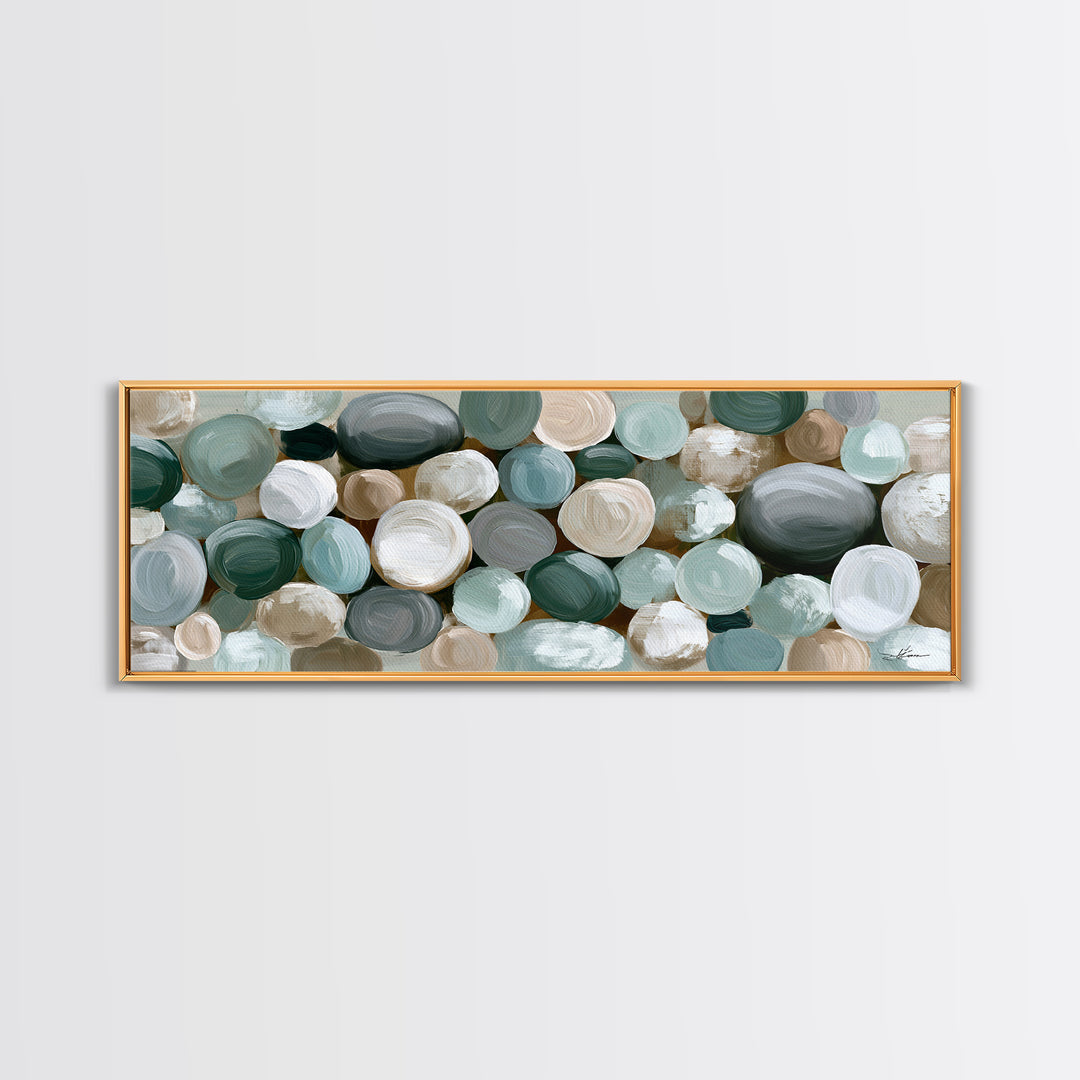 Pebble Texture Abstract Framed Canvas Print, Spa Art, Wall Decor, Spa Decor, Serenity, Minimalist Art, Feminine Wall Art, SPA-3x1-55
