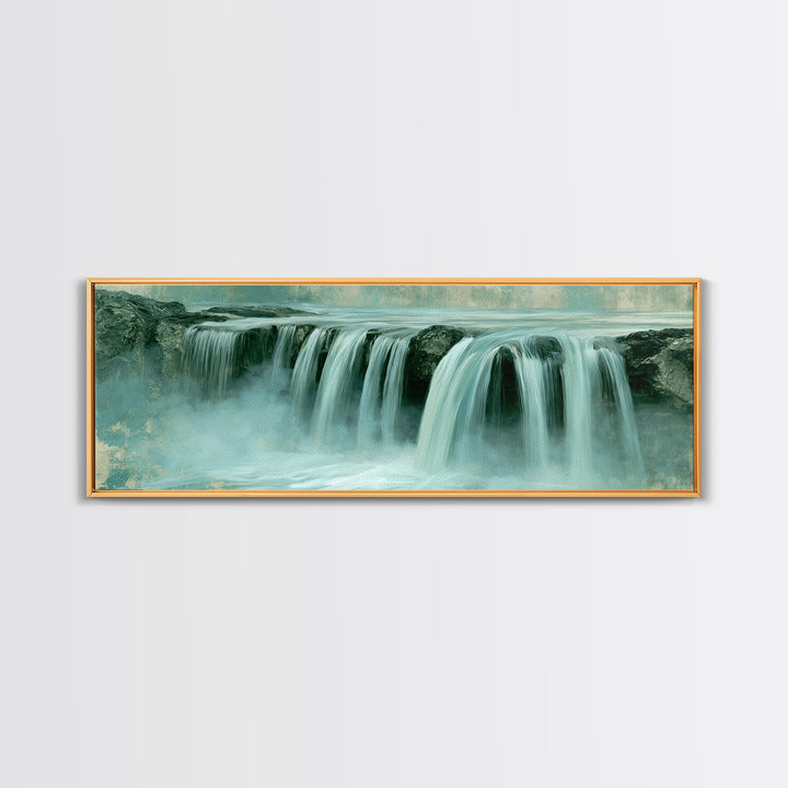 Serene Waterfall with Mist Framed Canvas Print, Spa Art, Fine Art Photography, Spa Decor, Fine Art, Serenity, Wildlife Wall Art, SPA-3x1-58