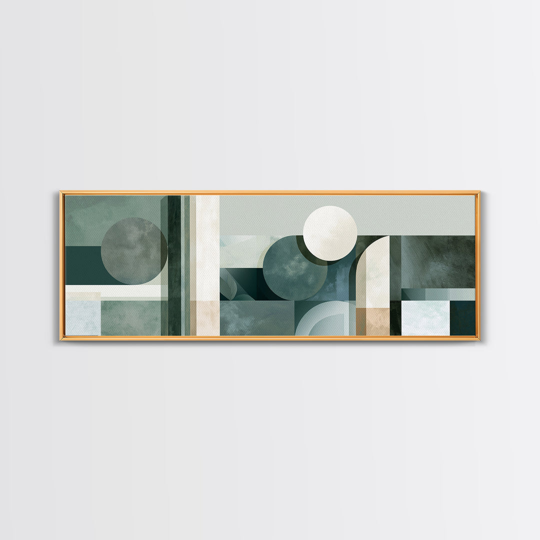 Sage and Ivory Geometric Calm Composition Canvas Print, Spa Art, Hair Salon Wall Art, Spa Decor, Abstract Art, Serenity, SPA-3x1-61