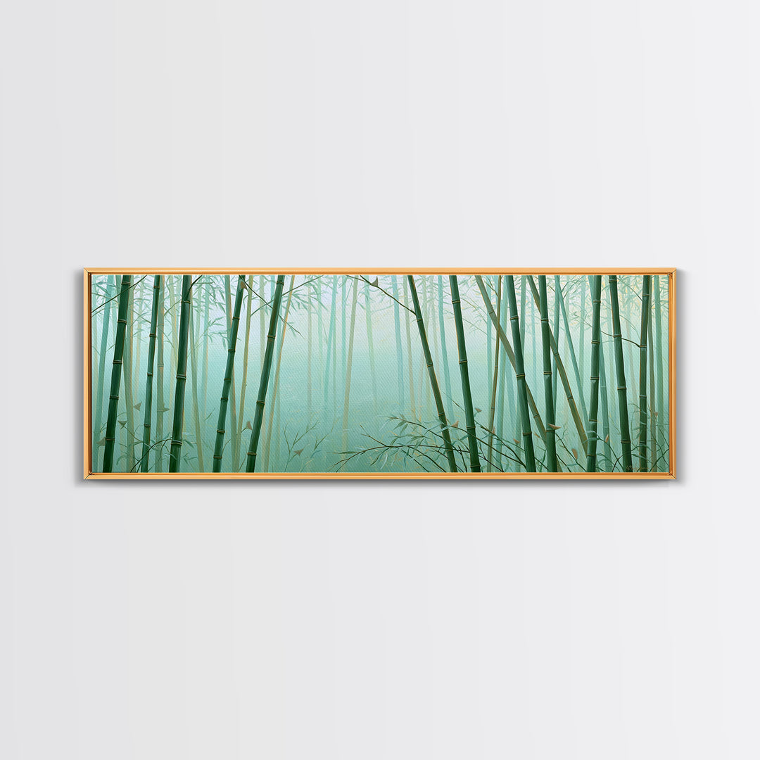Misty Bamboo Forest Framed Canvas Print, Spa Art, Gallery Decor, Spa Decor, Fine Art, Serenity, Wall Art, Home Decor, SPA-3x1-69