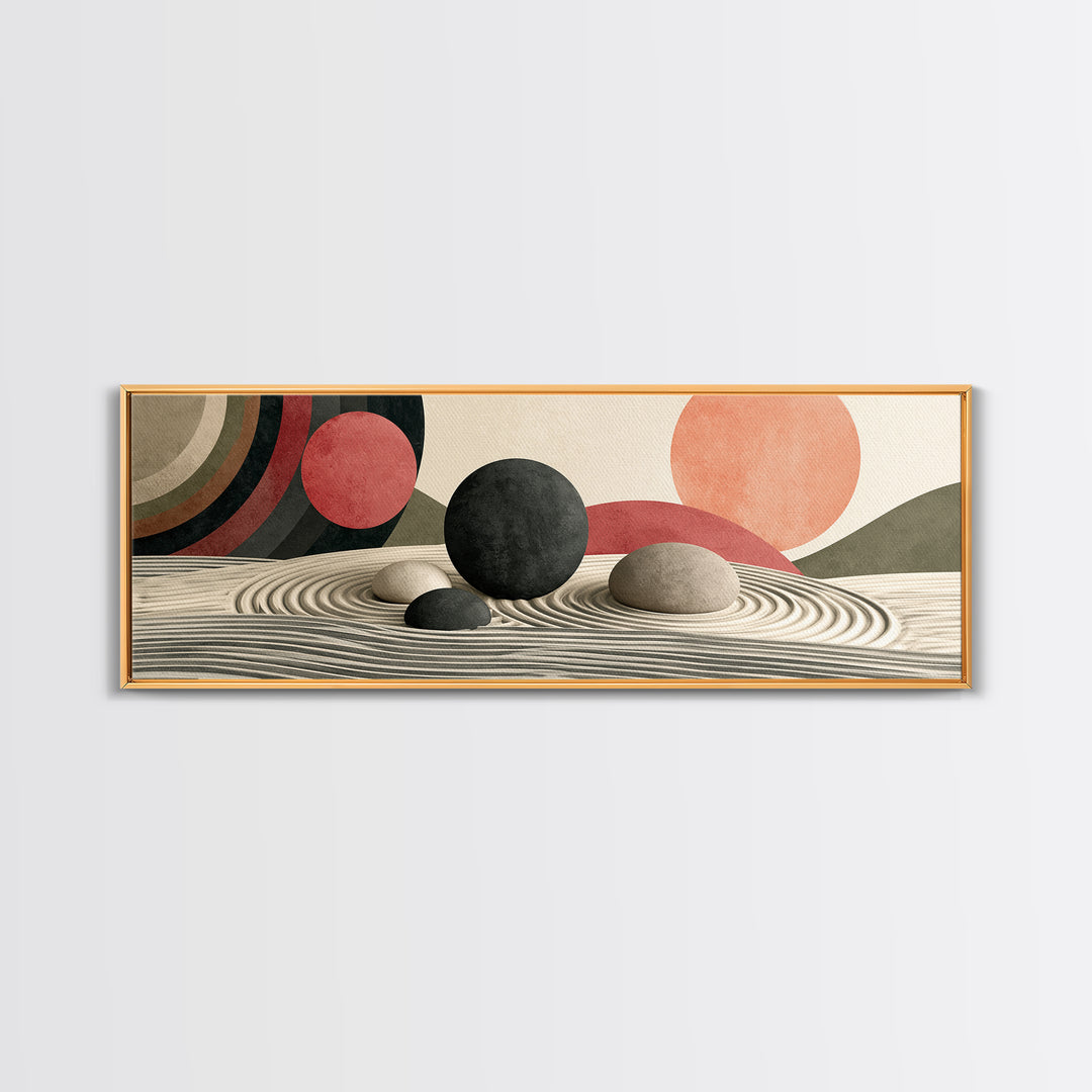 Sand Garden Lines Canvas Print, Spa Art, Wall Decor, Spa Decor, Oil Painting, Serenity, Minimalist Art, Feminine Wall Art, SPA-3x1-76
