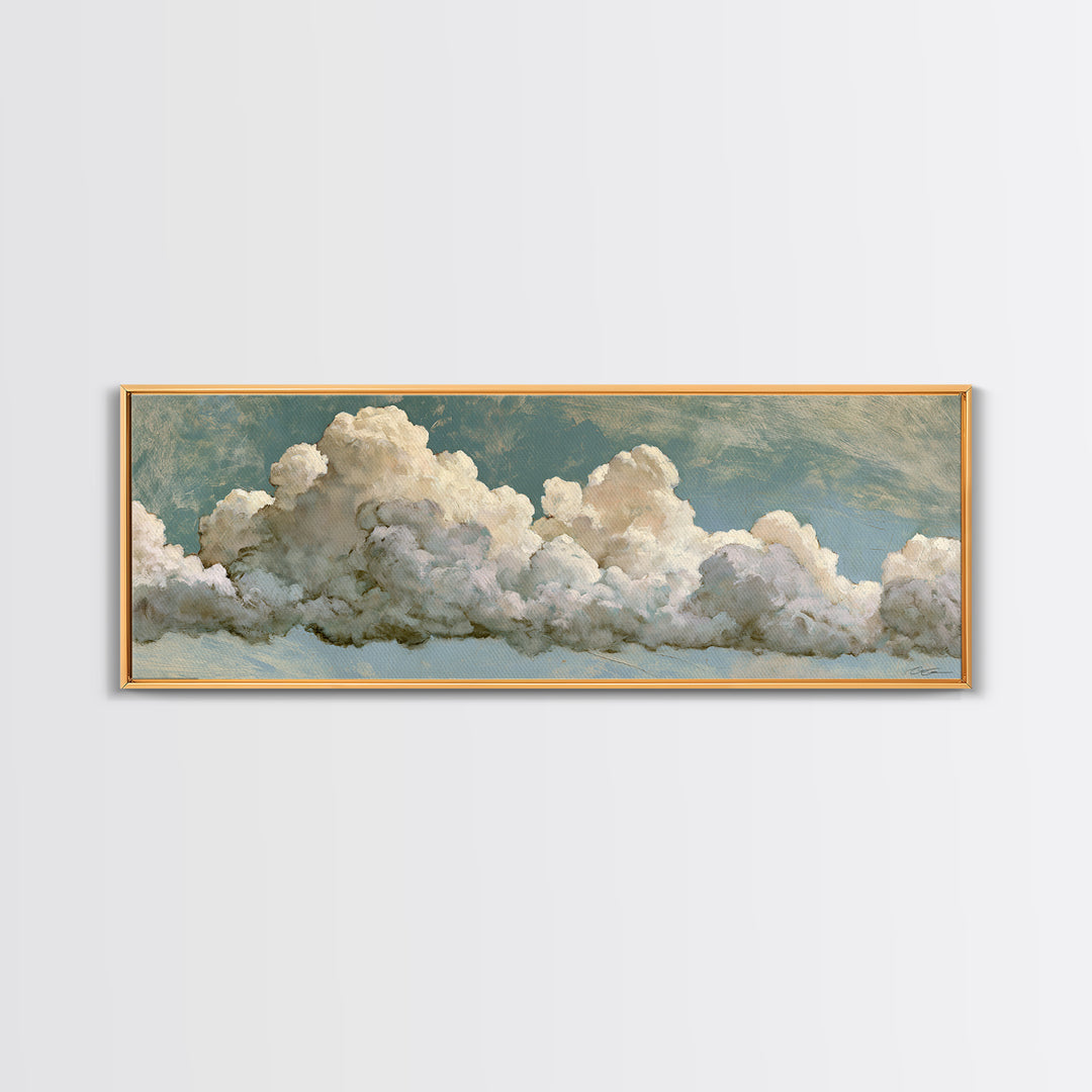 Soft Cloudscape in Cream and Sage Framed Canvas Print, Spa Art, Esthetician Decor, Spa Decor, Fine Art, Serenity, Room Decor, SPA-3x1-77