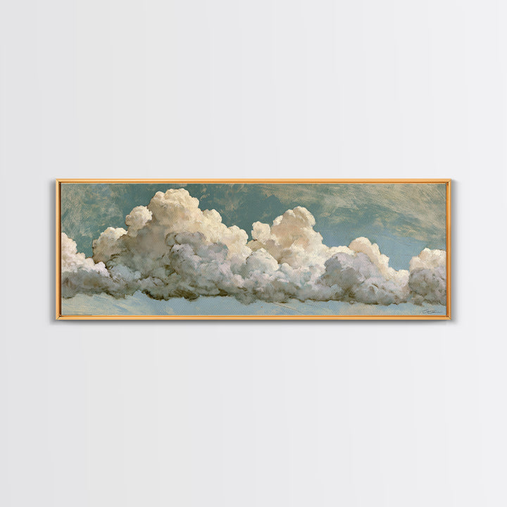Soft Cloudscape in Cream and Sage Framed Canvas Print, Spa Art, Esthetician Decor, Spa Decor, Fine Art, Serenity, Room Decor, SPA-3x1-77
