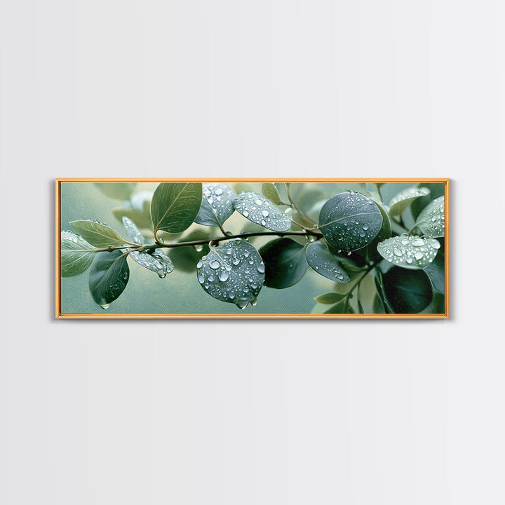 Rain on Leaves Canvas Print, Spa Art, Printable Wall Art, Spa Decor, Serenity, Feminine Wall Art, Fine Art Photography, SPA-3x1-80
