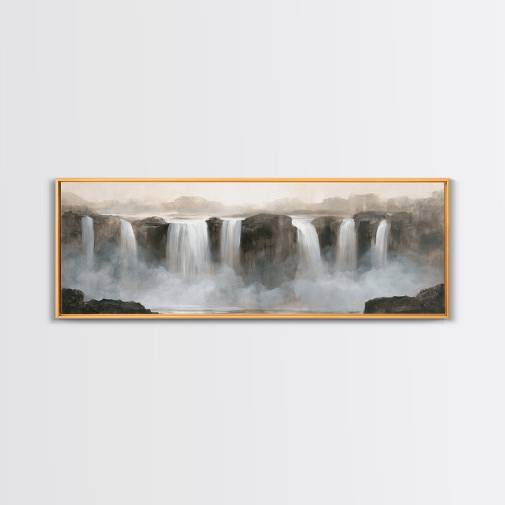 Serene Waterfall with Mist Framed Canvas Print, Spa Art, Fine Art Photography, Spa Decor, Fine Art, Serenity, Wildlife Wall Art, SPA-3x1-82