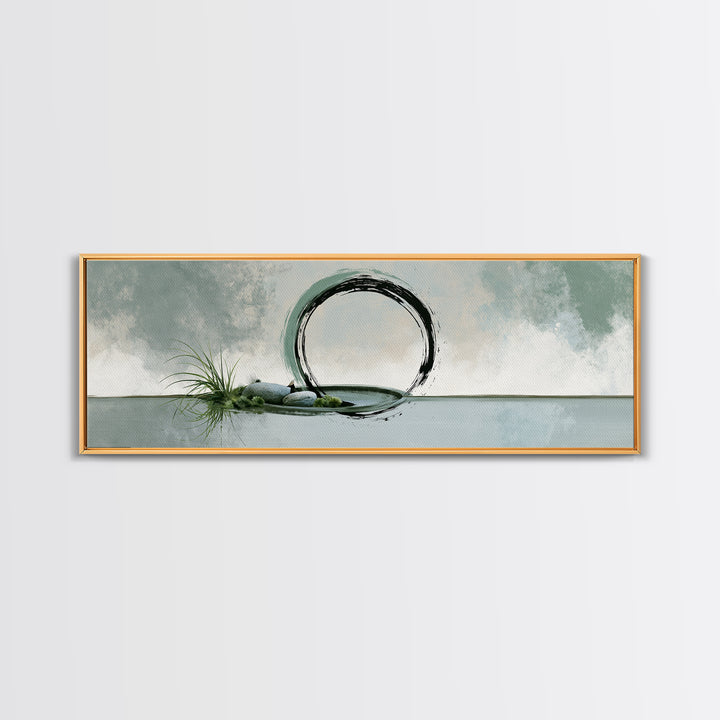 Minimal Zen Circle Brushstroke Canvas Print, Spa Art, Room Decor, Spa Decor, Fine Art, Serenity, Nature Prints, Travel Poster, SPA-3x1-96