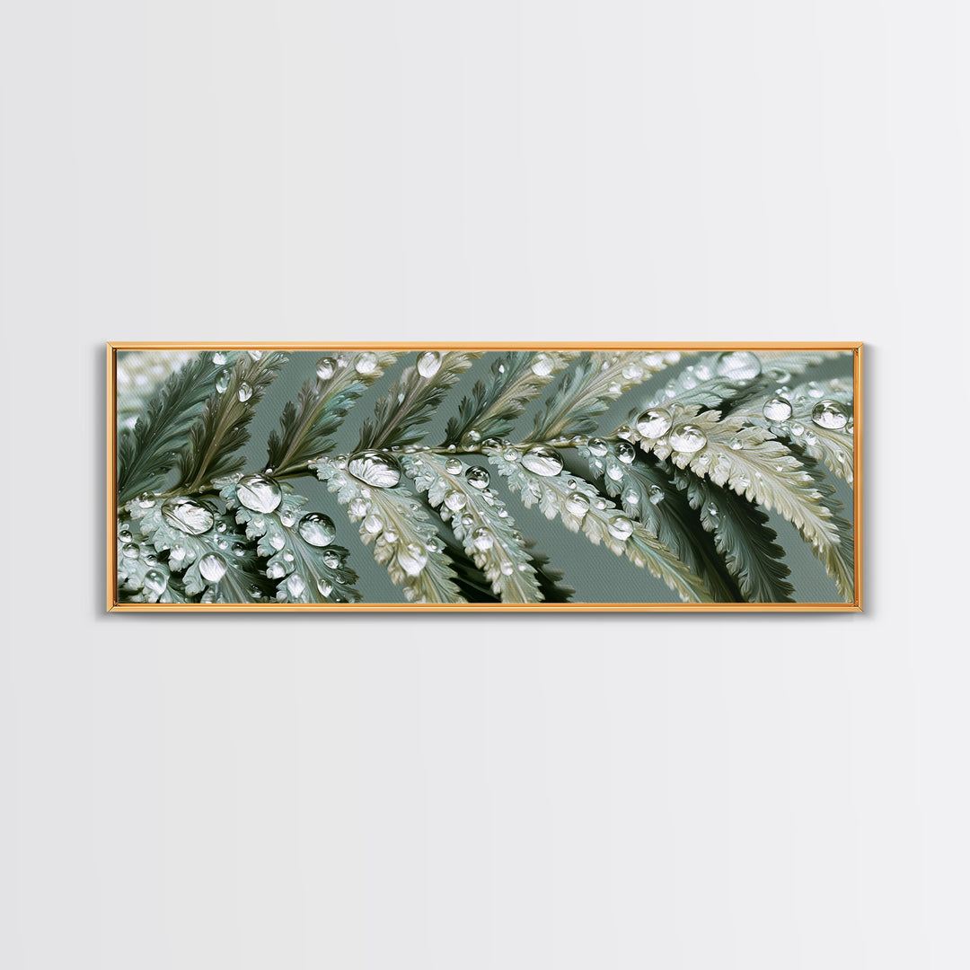 Fern Leaf Closeup Framed Canvas Print, Spa Art, Botanical Art, Spa Decor, Oil Painting, Serenity, Fashion Wall Art, SPA-3x1-99