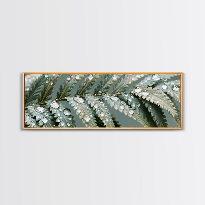 Fern Leaf Closeup Framed Canvas Print, Spa Art, Botanical Art, Spa Decor, Oil Painting, Serenity, Fashion Wall Art, SPA-3x1-99