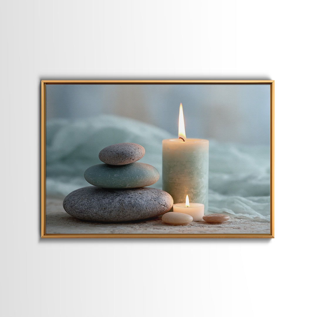 Warm Candle Flame Canvas Print, Spa Art, Hair Salon Wall Art, Spa Decor, Oil Painting, Serenity, Minimalist Decor, SPA-3x2-37