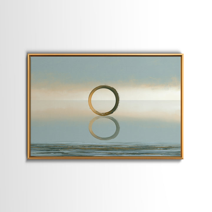Minimal Zen Circle Brushstroke Framed Canvas Print, Spa Art, Room Decor, Spa Decor, Fine Art, Serenity, Nature Prints, SPA-3x2-60