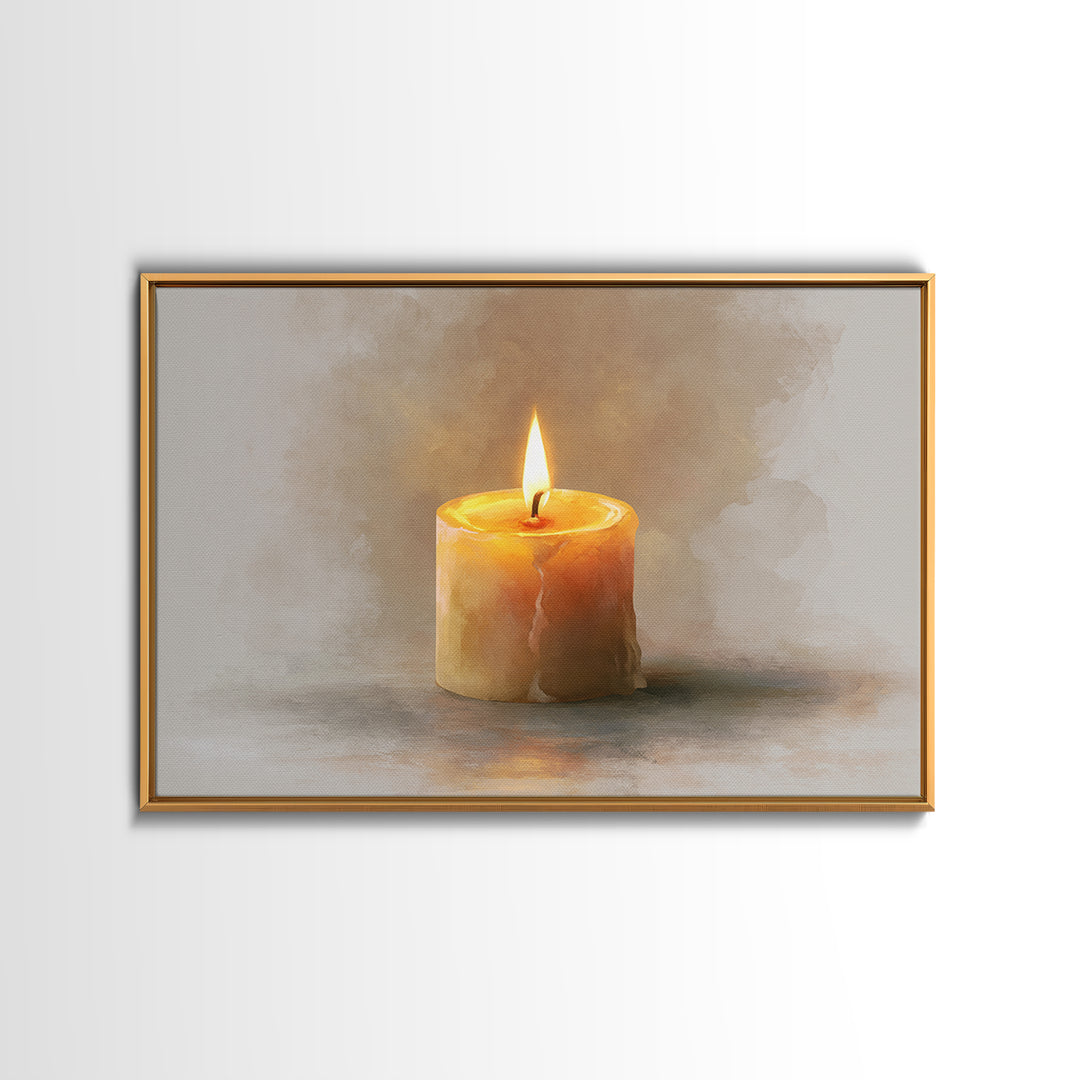 Warm Candle Flame Canvas Print, Spa Art, Hair Salon Wall Art, Spa Decor, Oil Painting, Serenity, Minimalist Decor, SPA-3x2-61