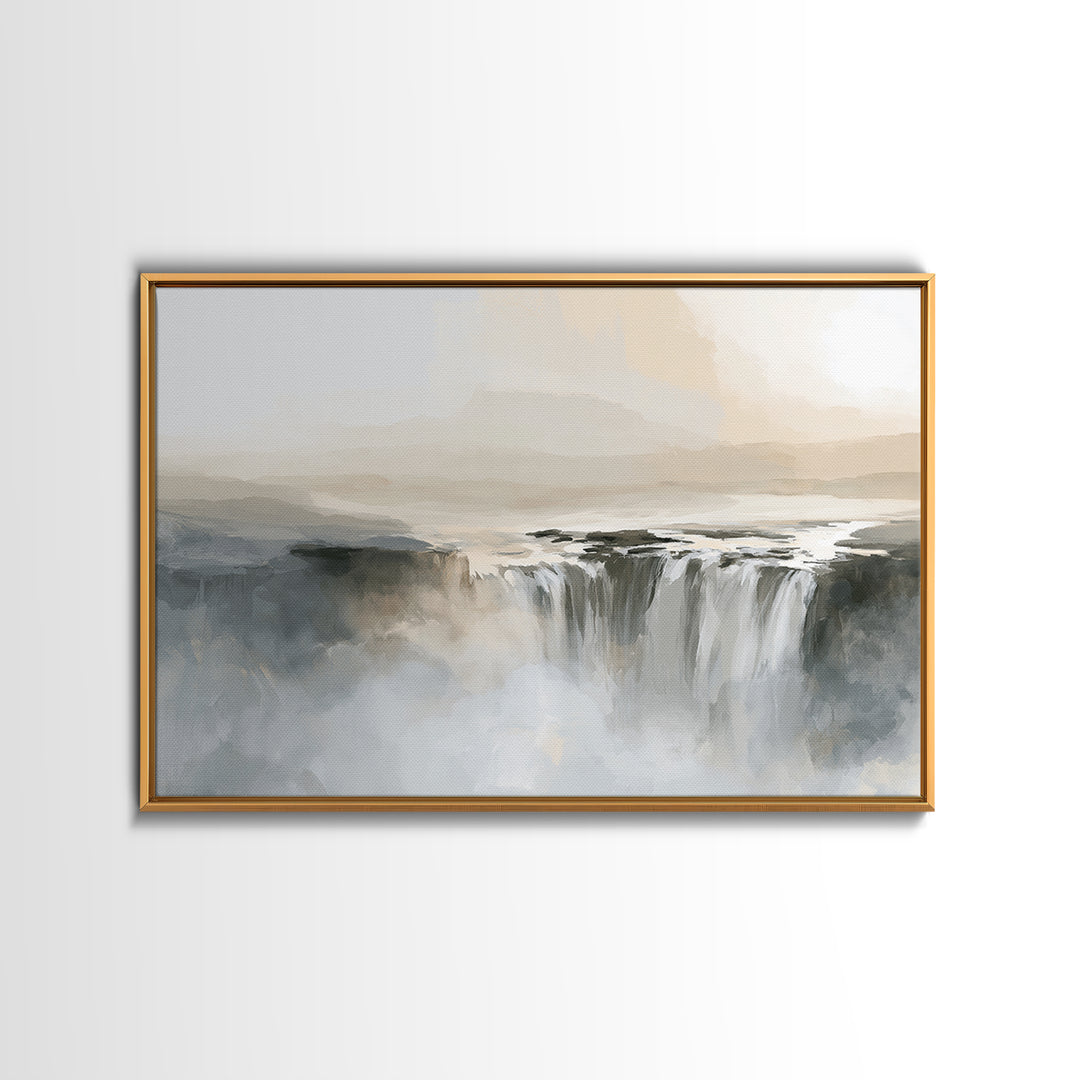 Serene Waterfall with Mist Framed Canvas Print, Spa Art, Fashion Wall Art, Spa Decor, Fine Art, Serenity, Modern Decor, SPA-3x2-70