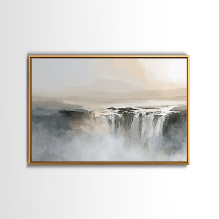 Serene Waterfall with Mist Framed Canvas Print, Spa Art, Fashion Wall Art, Spa Decor, Fine Art, Serenity, Modern Decor, SPA-3x2-70
