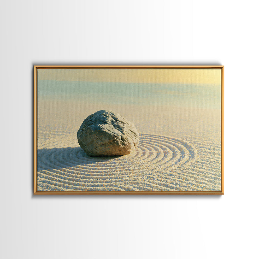 Sand Garden Lines Canvas Print, Spa Art, Wall Decor, Spa Decor, Oil Painting, Serenity, Minimalist Art, Feminine Wall Art, SPA-3x2-88