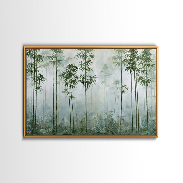 Misty Bamboo Forest Framed Canvas Print, Spa Art, Salon Decor, Spa Decor, Oil Painting, Serenity, Statement Artwork, Boho Decor, SPA-3x2-9