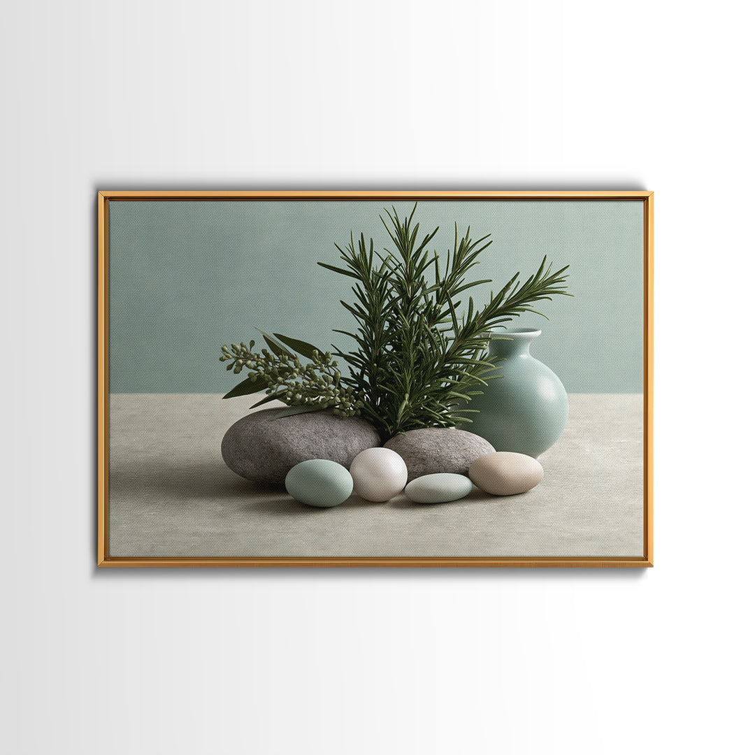Botanical Herbal Arrangement Framed Canvas Print, Spa Art, Teen Girl Room Decor, Spa Decor, Fine Art, Serenity, Luxury Decor, SPA-3x2-90