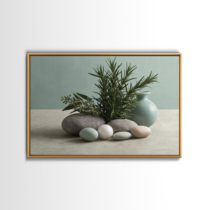 Botanical Herbal Arrangement Framed Canvas Print, Spa Art, Teen Girl Room Decor, Spa Decor, Fine Art, Serenity, Luxury Decor, SPA-3x2-90
