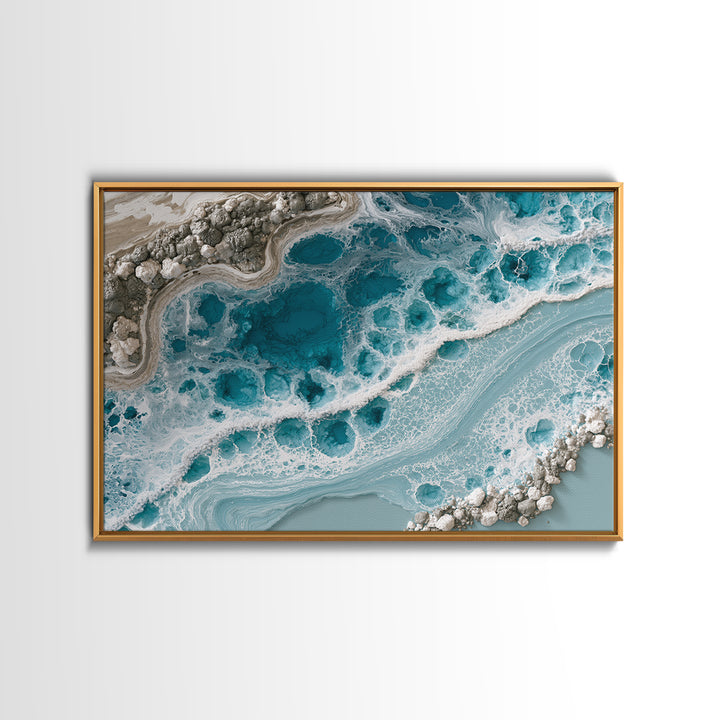 Blue Lagoon Water Seen from Above Framed Canvas Print, Spa Art, Printable Art, Spa Decor, Serenity, Fine Art Photography, SPA-3x2-96
