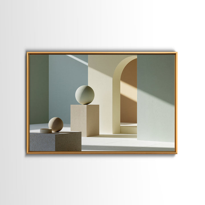Sage and Ivory Geometric Calm Composition Framed Canvas Print, Spa Art, Luxury Decor, Spa Decor, Abstract Art, Serenity, SPA-3x2-97