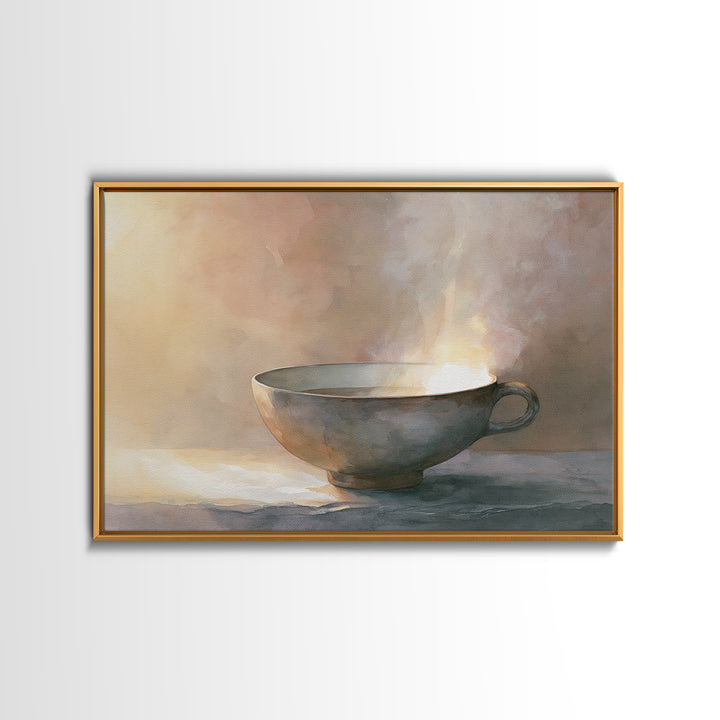 Tea Bowl and Steam Still Life Canvas Print, Spa Art, Esthetician Decor, Spa Decor, Fine Art, Serenity, Room Decor, SPA-3x2-98