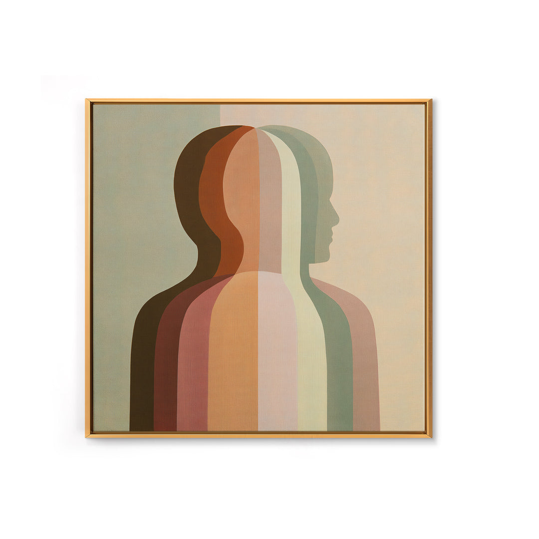 Chakra Inspired Figure in Soft Colors Framed Canvas Print, Spiritual Art, Black Art, Living Room Decor, Fine Art, Spirit, SPI-1x1-7