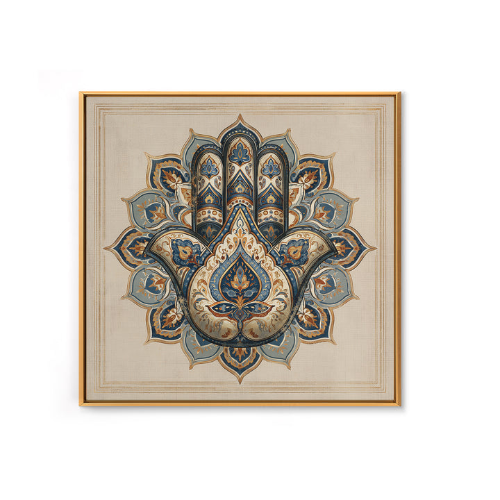 Protective Hand Motif Framed Canvas Print, Spiritual Art, Neutral Decor, Living Room Decor, Fine Art, Spirit, Wall Decor, SPI-1x1-71