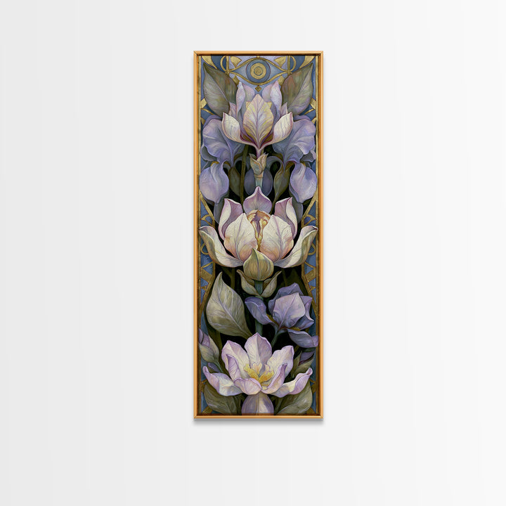 Third Eye Symbol Surrounded by Flowers Canvas Print, Spiritual Art, Wall Art, Living Room Decor, Oil Painting, Spirit, SPI-1x3-18