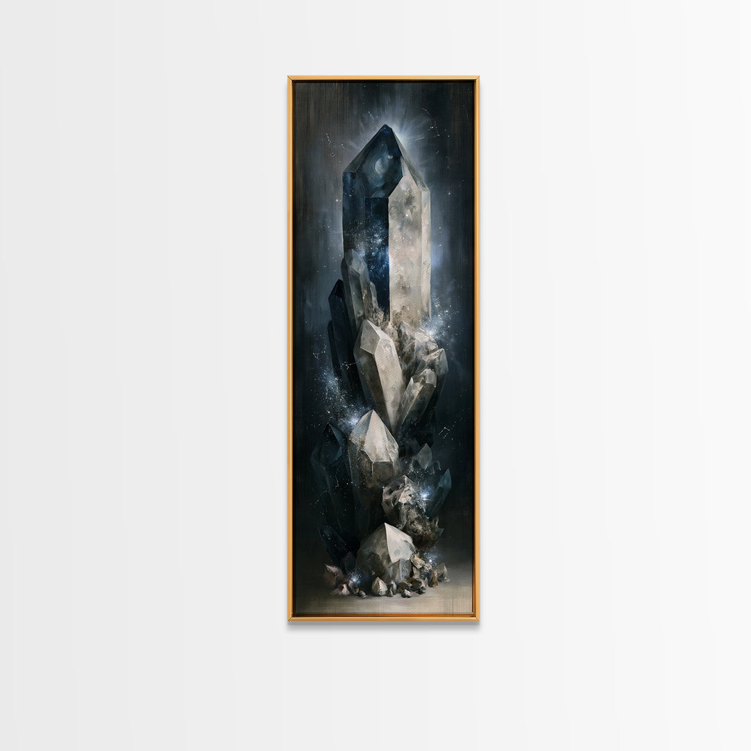 Crystal Cluster with Moonlight Reflections Canvas Print, Spiritual Art, Room Decor, Living Room Decor, Fine Art, Spirit, SPI-1x3-49