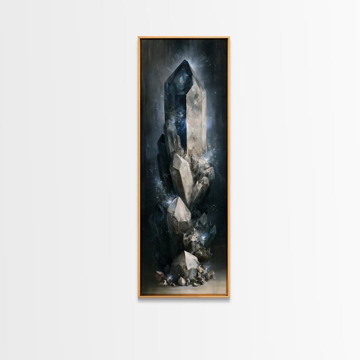 Crystal Cluster with Moonlight Reflections Canvas Print, Spiritual Art, Room Decor, Living Room Decor, Fine Art, Spirit, SPI-1x3-49