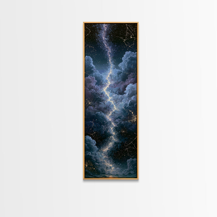 Celestial Staircase Through Clouds Framed Canvas Print, Spiritual Art, Wall Art Prints, Living Room Decor, Fine Art, Spirit, SPI-1x3-53