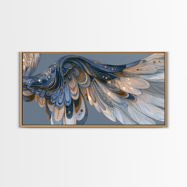 Angel Wings Emerging from Warm Light Canvas Print, Spiritual Art, Boho Wall Art, Living Room Decor, Oil Painting, Spirit, SPI-2x1-21