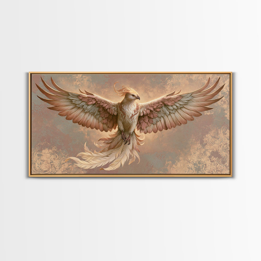 Phoenix Rising as Renewal Symbol Framed Canvas Print, Spiritual Art, Fine Art Print, Living Room Decor, Fine Art, Spirit, SPI-2x1-79