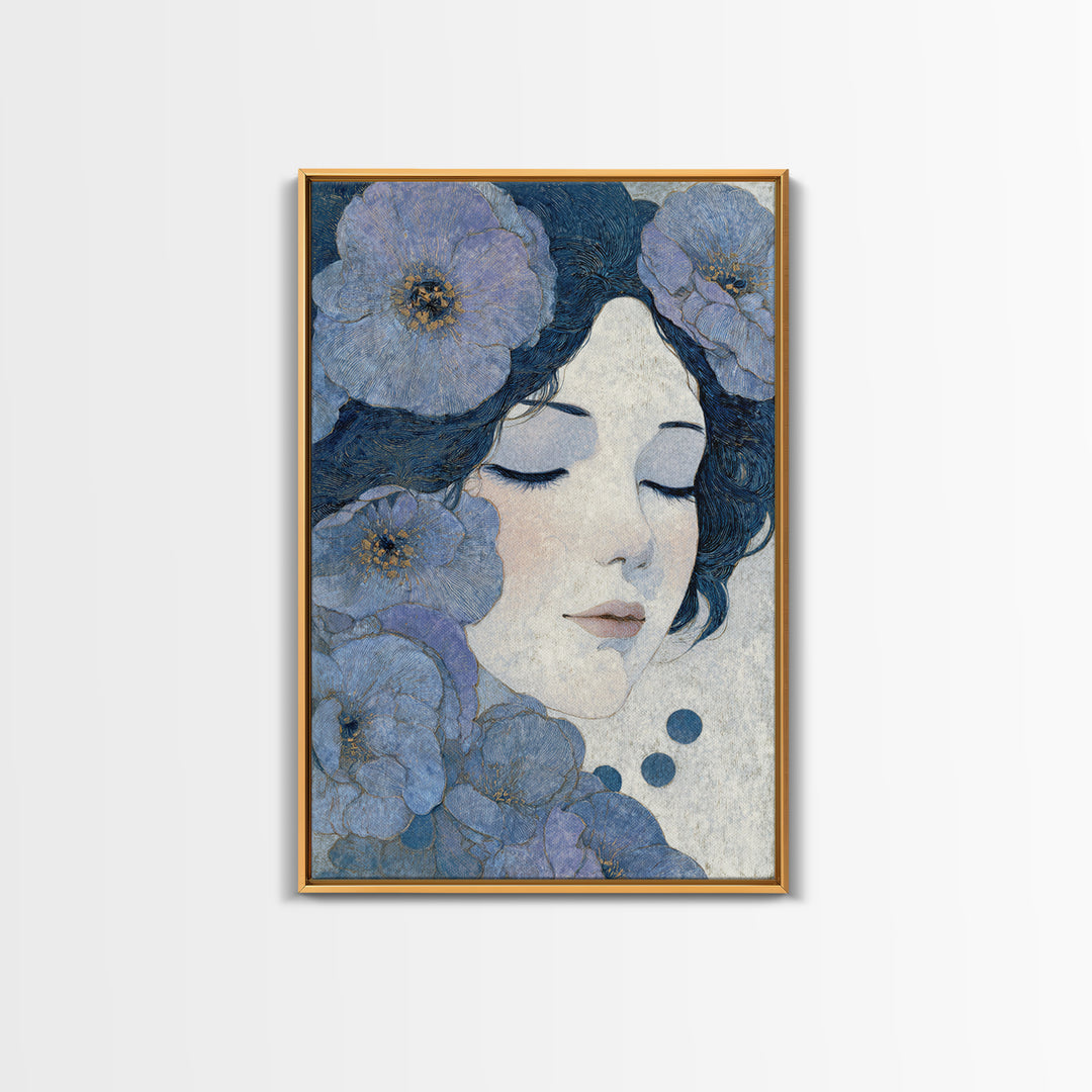 Lotus and Koi Framed Canvas Print, Spiritual Art, Digital Art, Living Room Decor, Abstract Art, Spirit, Funky Wall Art, SPI-2x3-26