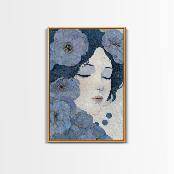 Lotus and Koi Framed Canvas Print, Spiritual Art, Digital Art, Living Room Decor, Abstract Art, Spirit, Funky Wall Art, SPI-2x3-26